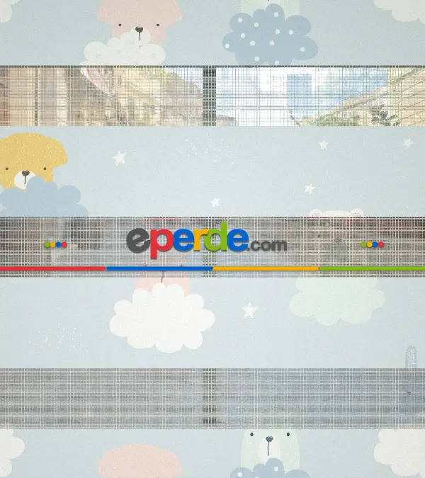 Bulut Desenli Baskılı Zebra Perde- Çok Renkli