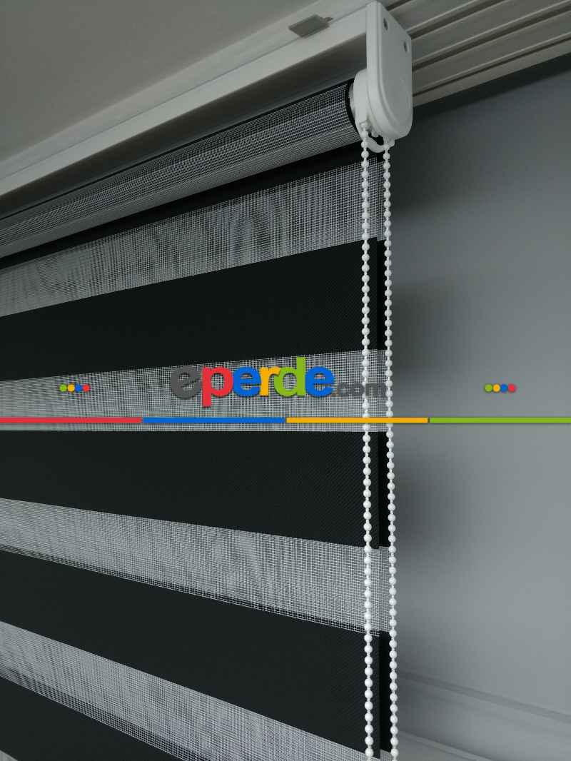 Karartma Zebra Perde - Blackout Zebra Perde-ışık Geçirmez Zebra Perde- Siyah