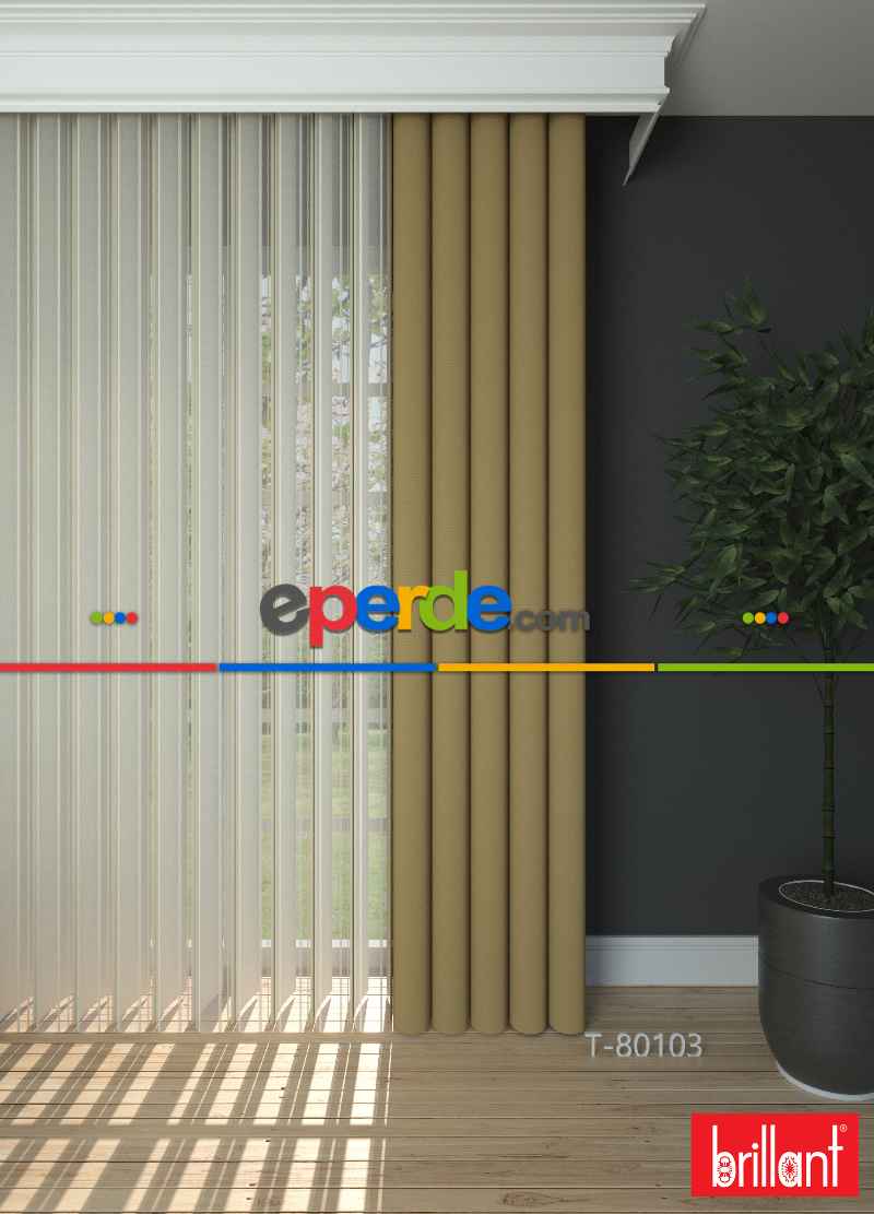 Brillant Akıllı Tül Perde Gold Renkli Tül Dikey Zebra Perde Düz 1. Kalite