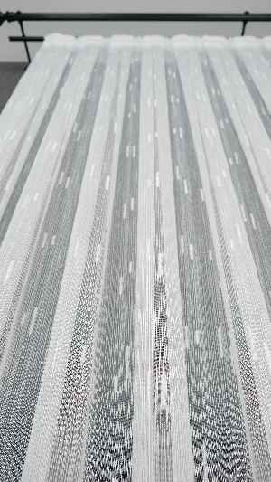 Ekru Şantuk Çizgili Tül Perde Tüğ