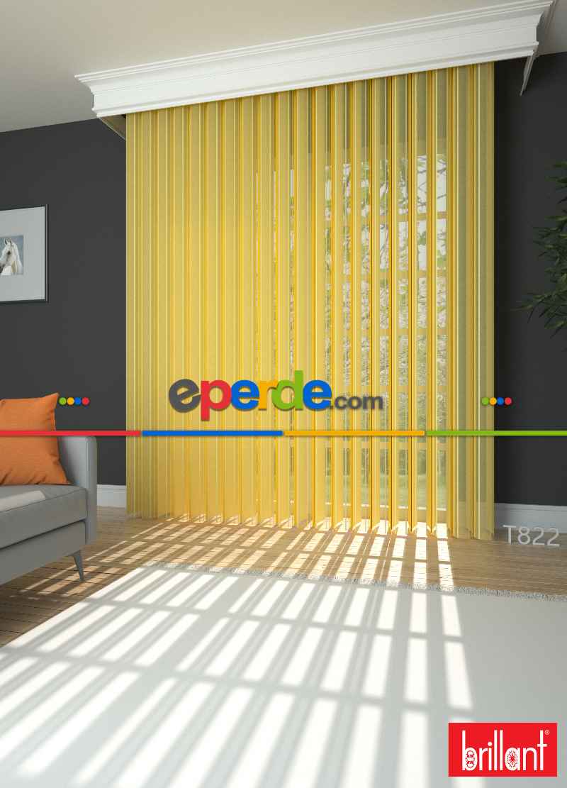 Brillant Akıllı Tül Perde Sarı Renkli Tül Dikey Zebra Perde Düz 1. Kalite