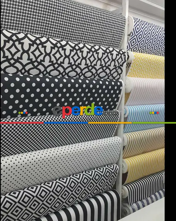 Dalgalı Siyah Desenli Fon Perde Mp103 Kumaşı Kalındır Duck Bezi Değildir- Siyah-Beyaz