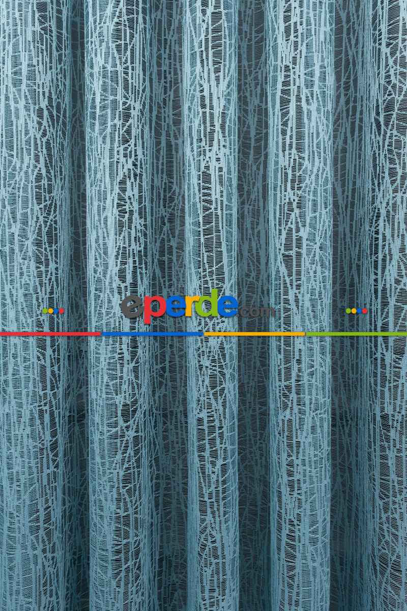 Yeni Tasarım Moda Cam Kırığı Örme Tül Perde Mavi - Mint