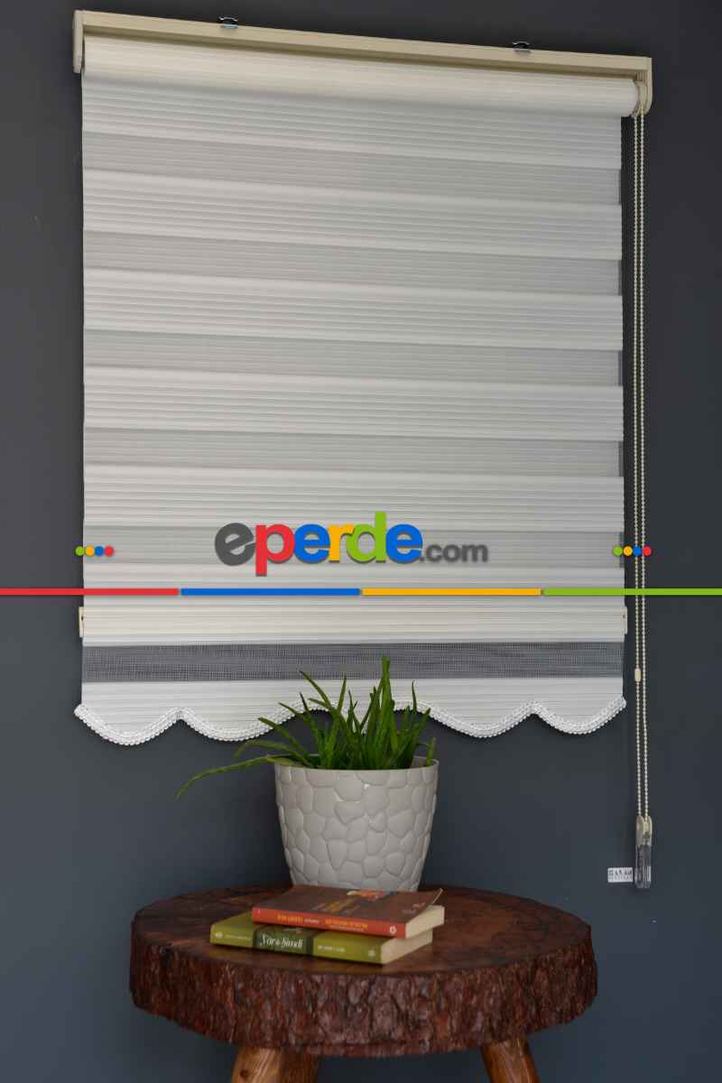 Halim Perdesan Dp-01 Beyaz Renk Etekli Veya Eteksiz Dar Pliseli Zebra Stor Perde