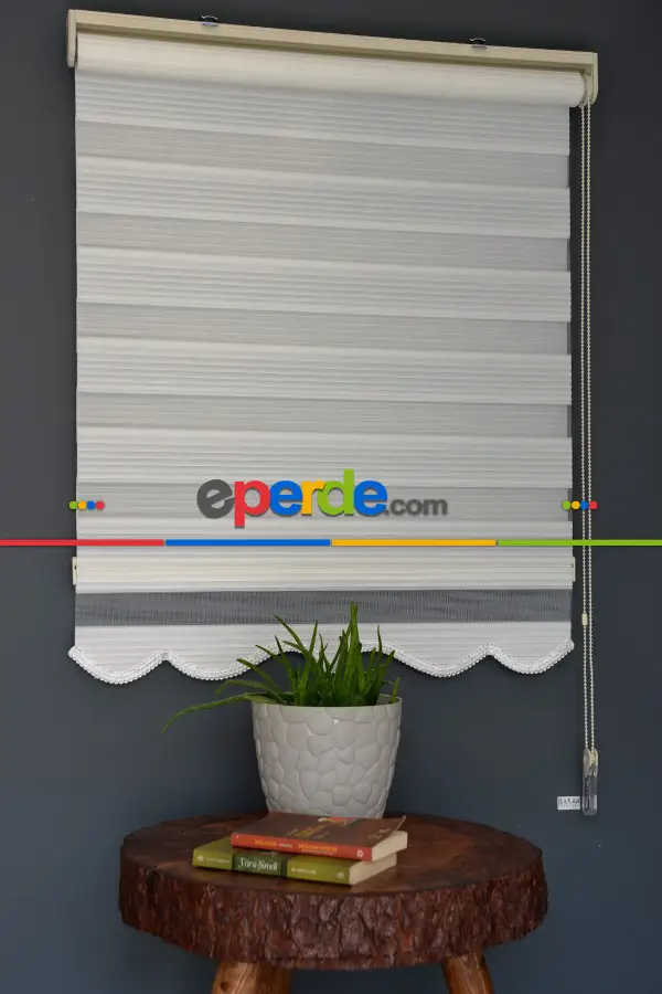 Halim Perdesan Dp-01 Beyaz Renk Etekli Veya Eteksiz Dar Pliseli Zebra Stor Perde