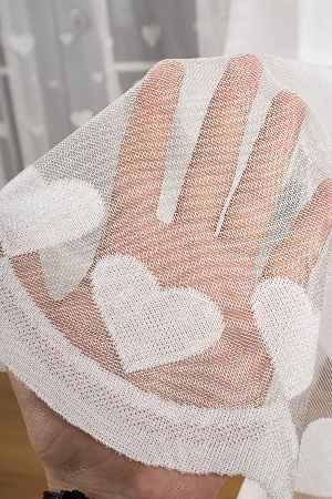 Çocuk Odası Kalp Desenli Örme Tül Perde