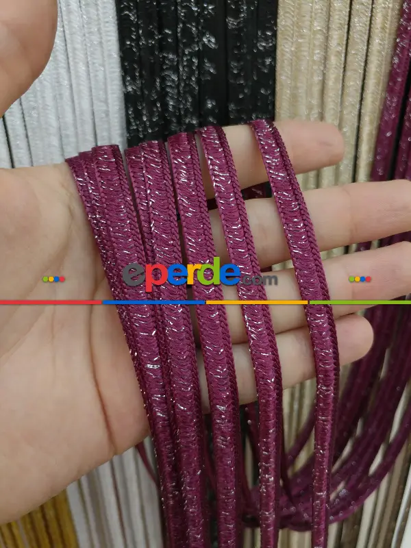 Bordo Rengi İp Perde İpek Koza Serisi- Bordo-gümüş