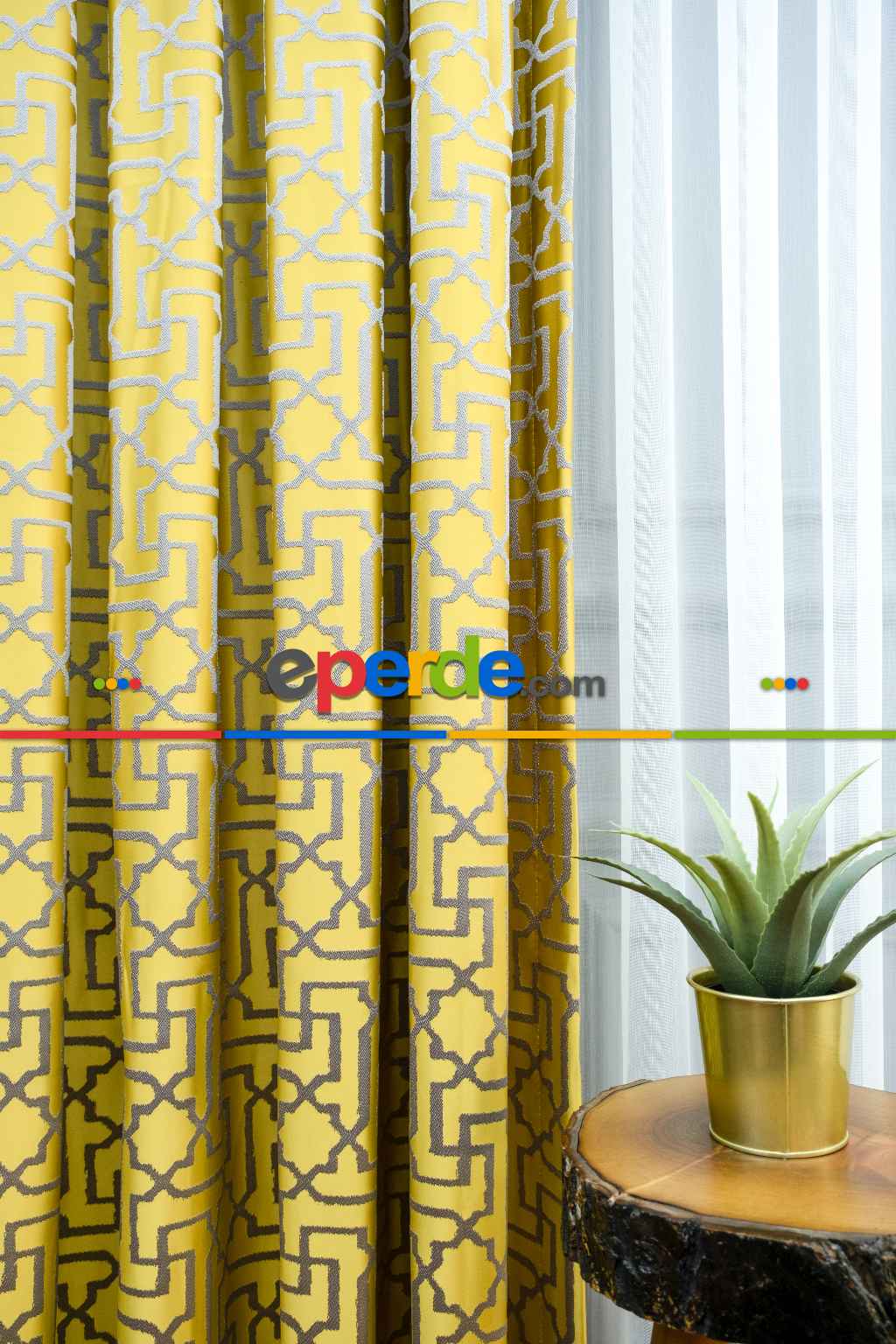 Salon Fon Perde - 2021 Sezonu - Jakar Desenli Fon Perde- Gri-Füme-Antrasit