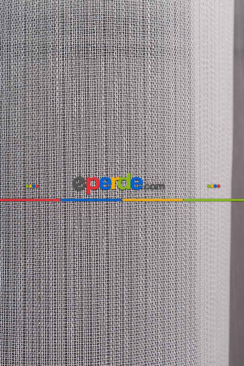 Mutfak Tül Gümüş Simli Bambu Keten Tül Perde Akdz 1047