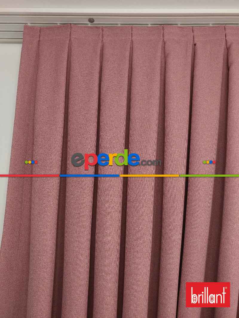 Brillant Keten Gül Kurusu Renk Düz Fon Perde - Gül Kurusu