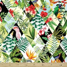 Tropikal Desenli Fon Perde K466 T - Kumaşı Kalındır Duck Bezi Değildir.- Yeşil-Çok Renkli