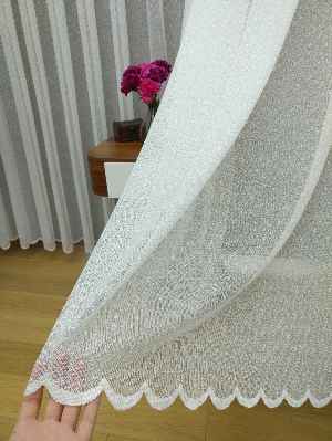 Kdk Örme Dantel Tül Perde- Krem-ekru