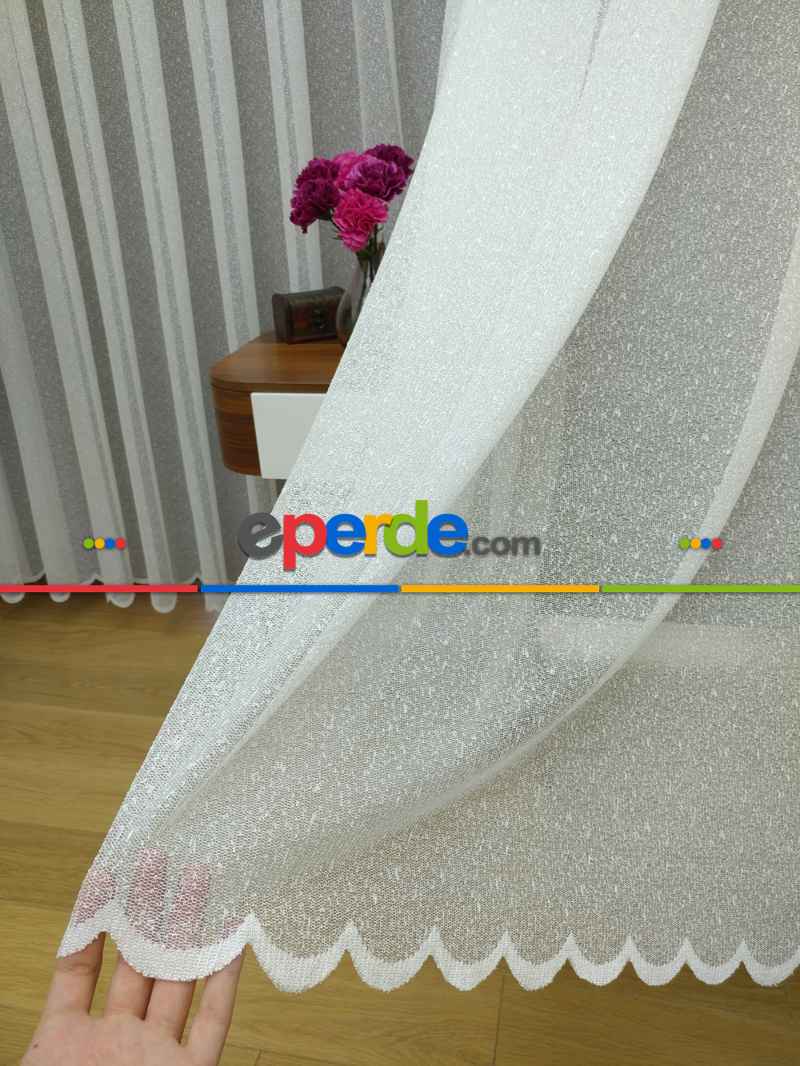 Kdk Örme Dantel Tül Perde- Krem-ekru