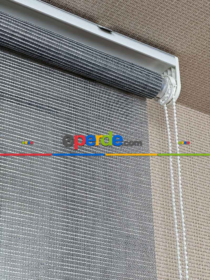 Salon Gri Tül Stor Perde, Standart Metal Kasalı Yüksek Kalite Kornişe Kolay Montaj Seçenekli