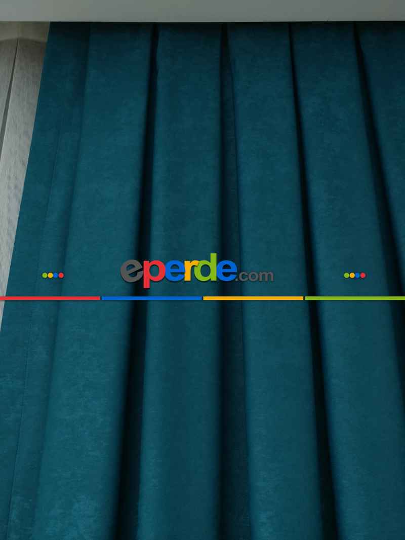 Soft Petrol Fon Perde Geniş En (285)- Petrol Mavisi