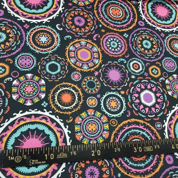 Etnik Desenli Fon Perde K618 E - Kumaşı Kalındır Duck Bezi Değildir.- Siyah-Çok Renkli