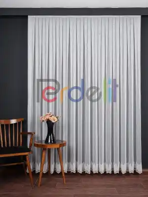 Etek Ucu Nakış İşlemeli Tül Perde