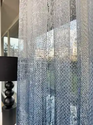 Mavi Degrade Geçişli Tül Perde, Fransız Örme Tül