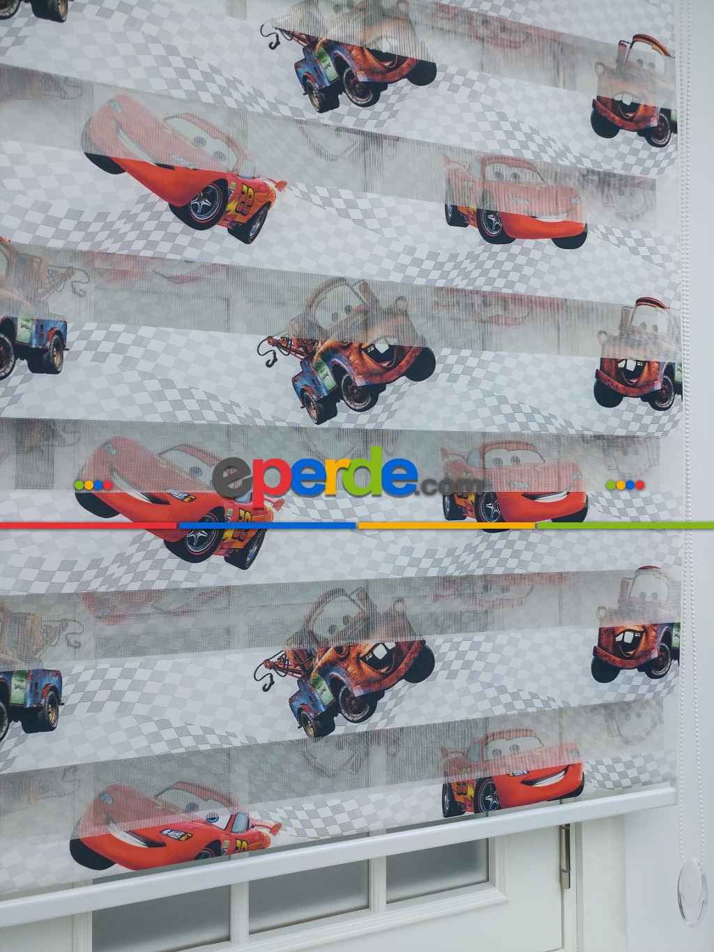 Çocuk Odası - Mcqueen Arabalar Desenli Zebra Perde-  Çok Renkli 2