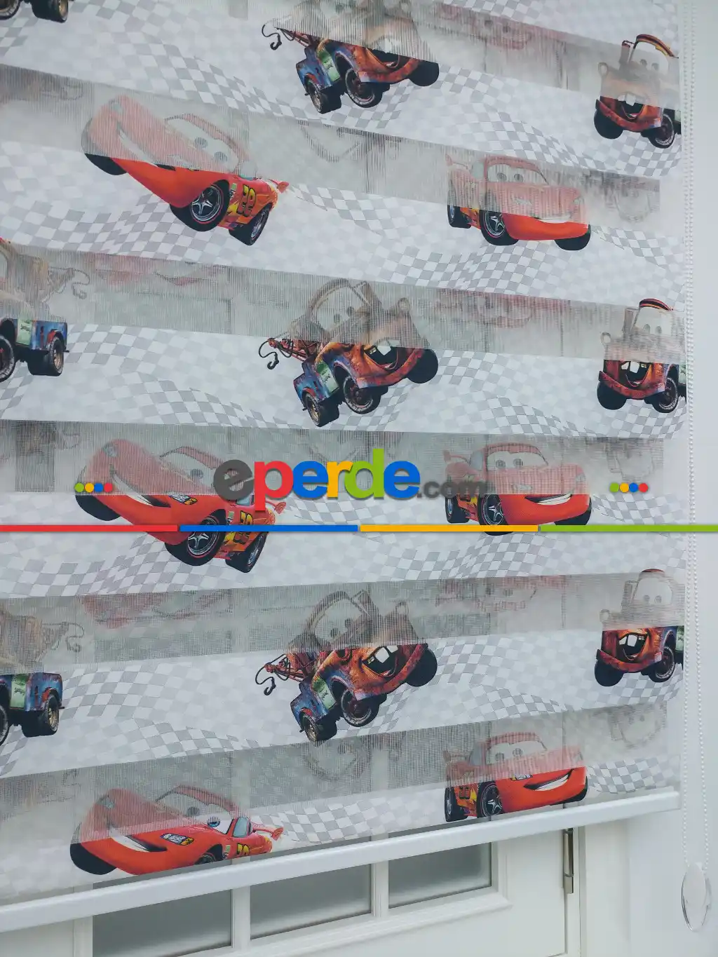 Çocuk Odası - Mcqueen Arabalar Desenli Zebra Perde-  Çok Renkli 2