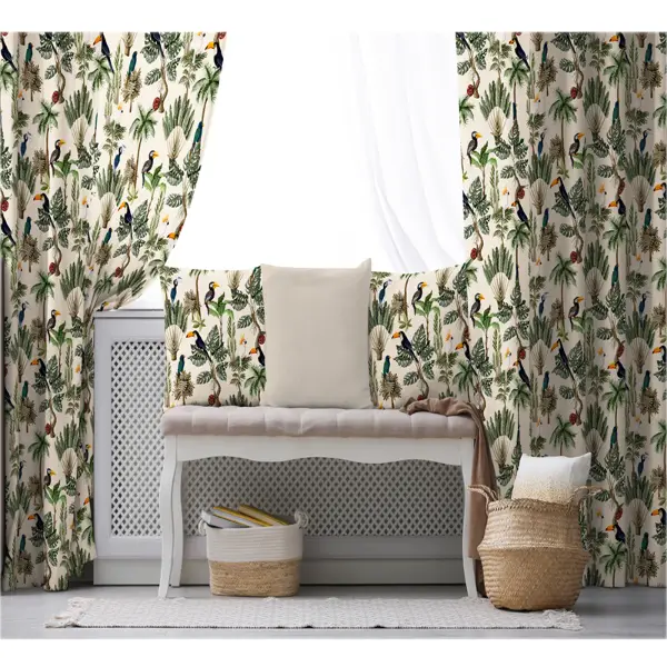 Genç Odası - Tropikal Fon Perde Evim K-739 Kumaşı Kalındır Duck Bezi Değildir