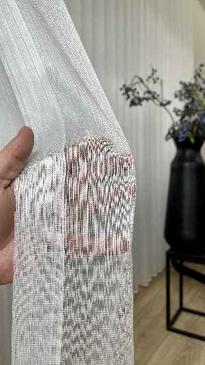 % 50 İndirimli Hazır Ölçü Çizgili Düz Tül - Ütü İstemez