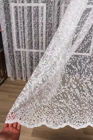 Etek Damask Desenli Örme Tül Perde Pa 7128