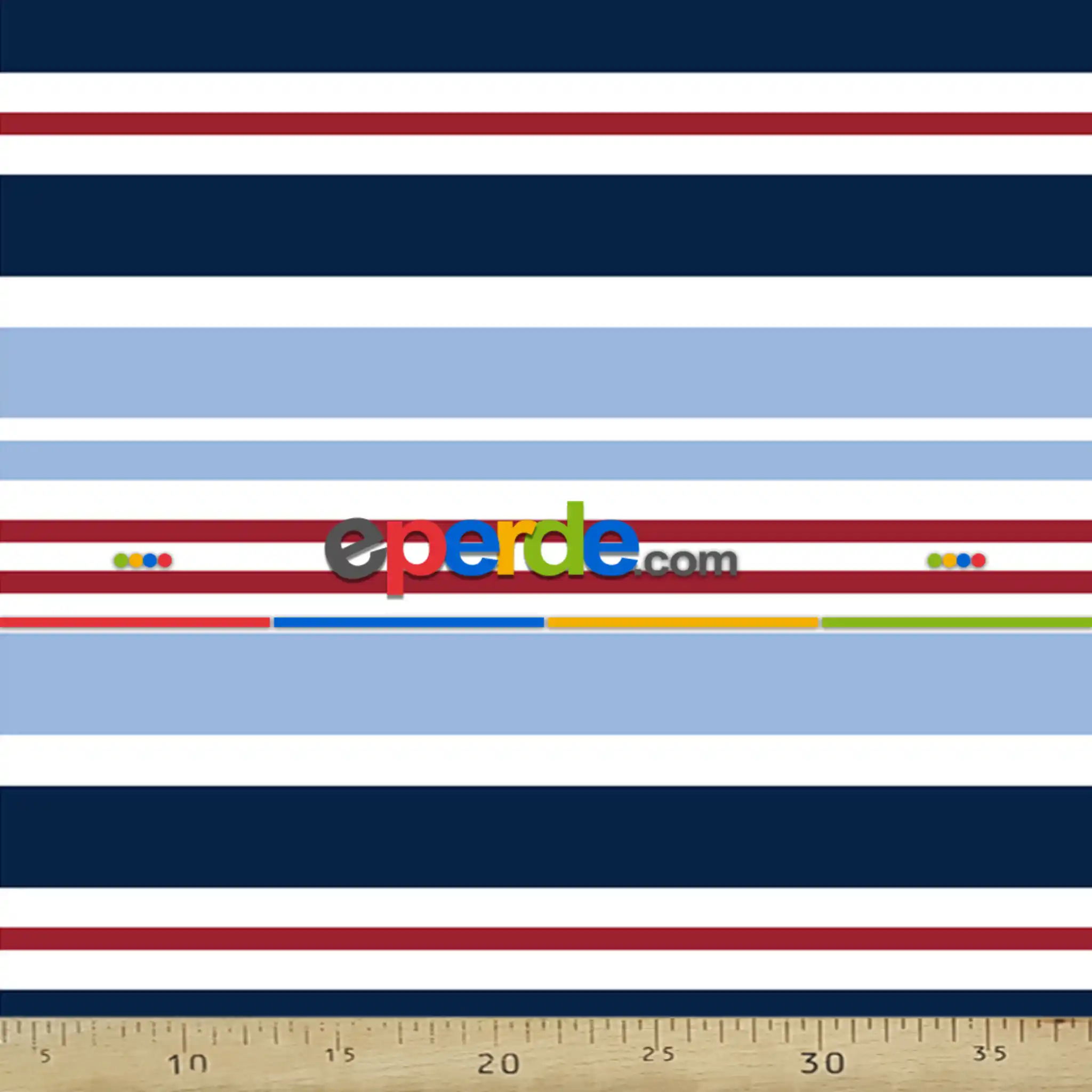 Çizgi Desenli Fon Perde Evm408-11 Kumaşı Kalındır Duck Bezi Değildir- Lacivert-Kırmızı-Beyaz