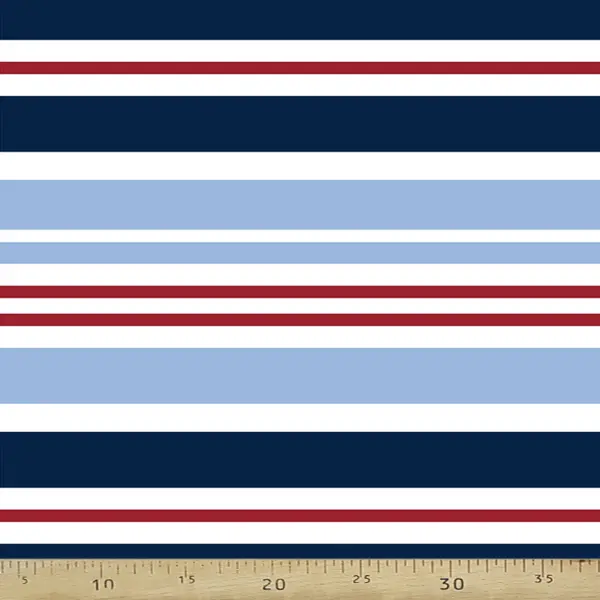Çizgi Desenli Fon Perde Evm408-11 Kumaşı Kalındır Duck Bezi Değildir- Lacivert-Kırmızı-Beyaz