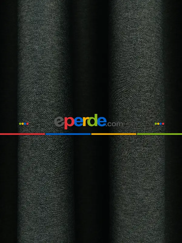 Yatak Odası - Salon Fon Perde - Modern Keten Görünümlü Işık Geçirmez Karatma Fon Perde 2021 Ikon- Füme