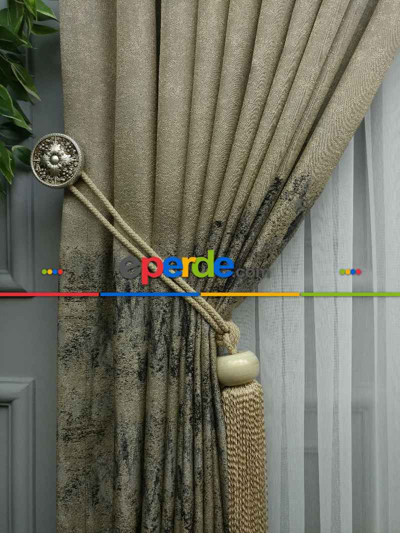 Bej Jakar Fon Perde (180)- Krem Koyu