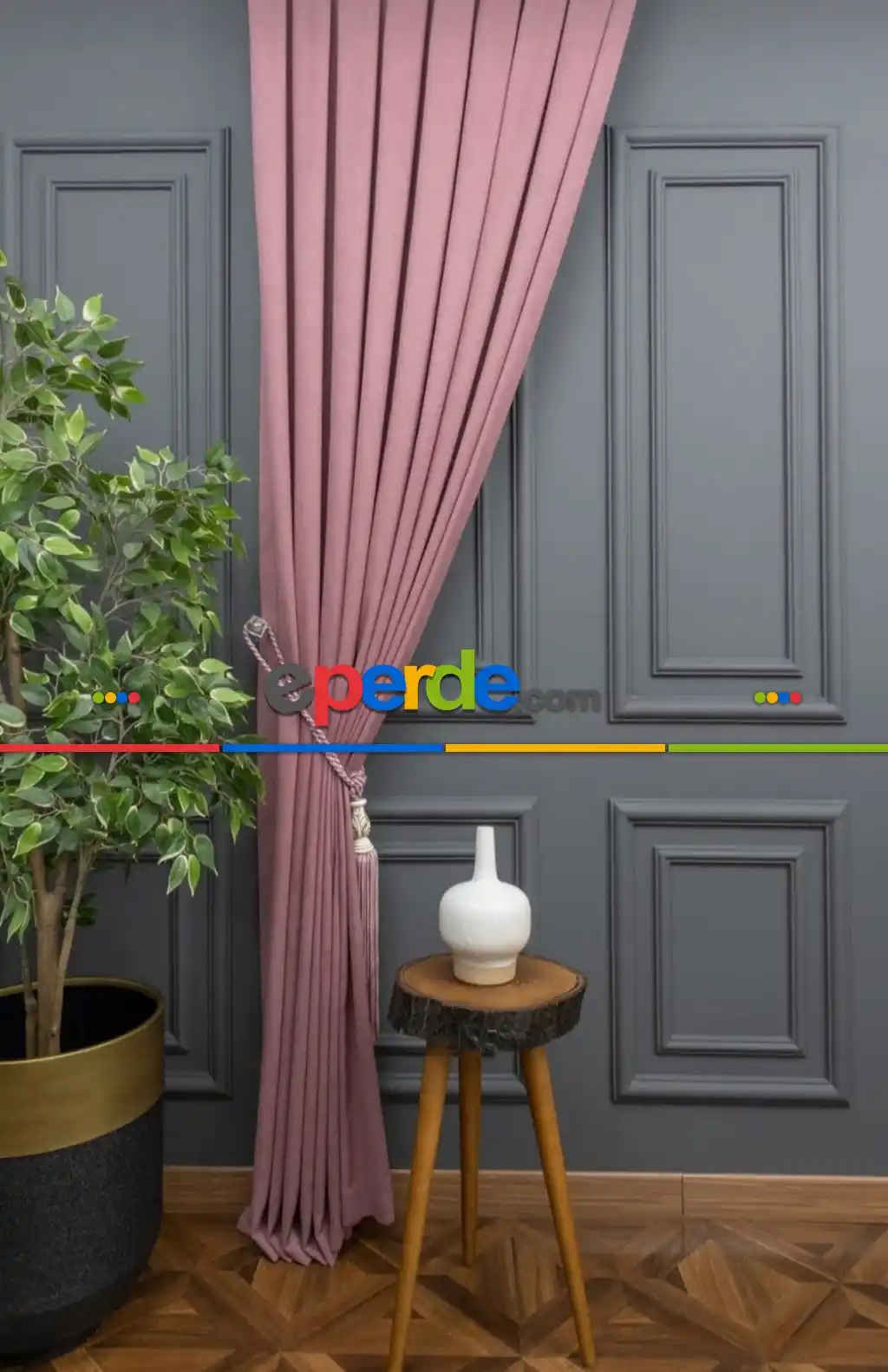 Petek Desen Sade Fon Perde Gül Kurusu Rengi