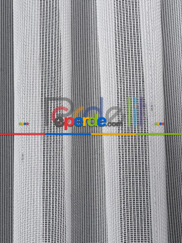 Yumuşak Dokulu Gümüş Damlacık Desenli File tül perde Ütü İstemez