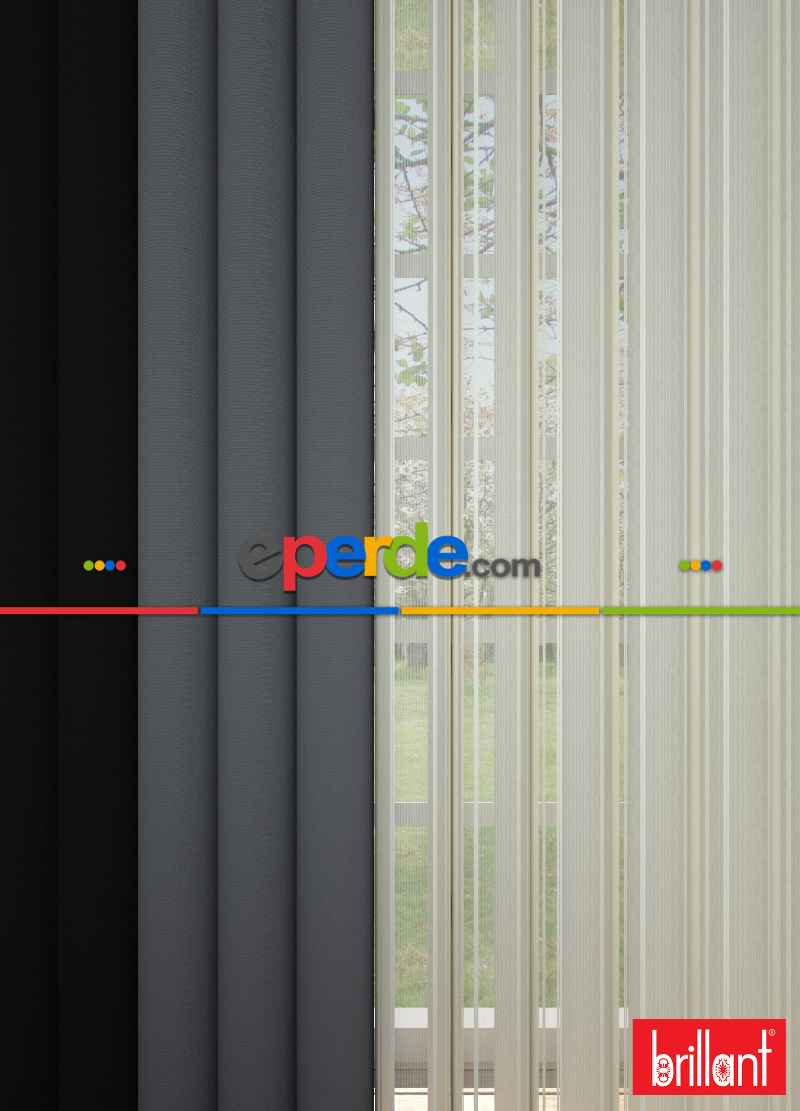 Brillant Akıllı Tül Siyah-koyu Antrasit Perde Tül Dikey Zebra Perde Düz 1. Kalite