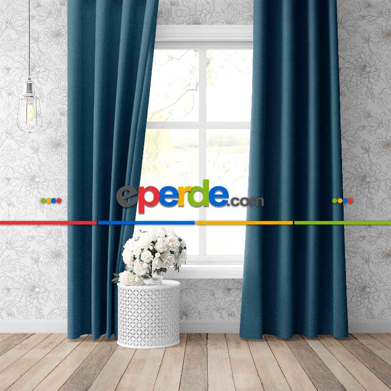 Blackout Karartma Tek Kanat Fon Perde İndigo Mavi