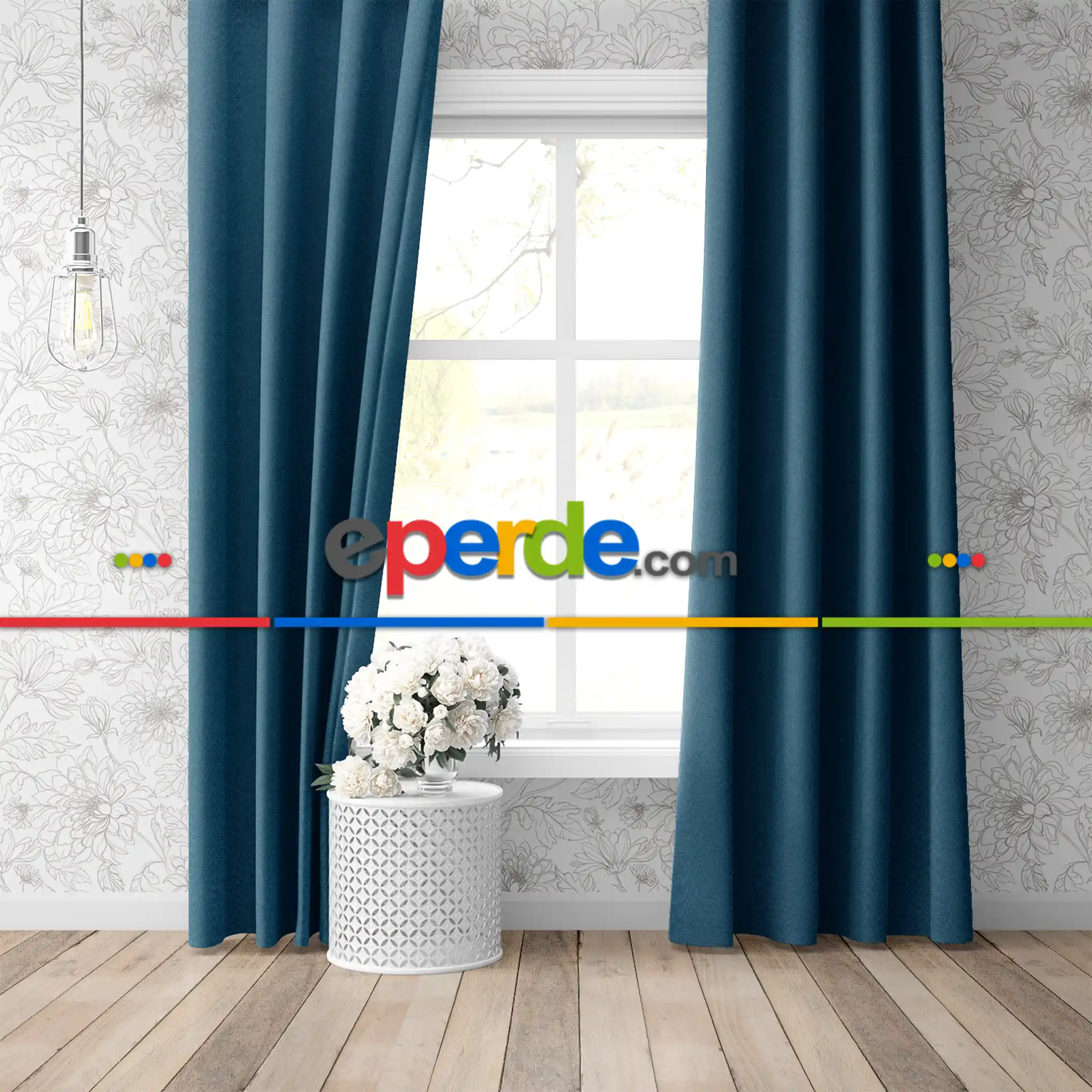 Blackout Karartma Tek Kanat Fon Perde İndigo Mavi