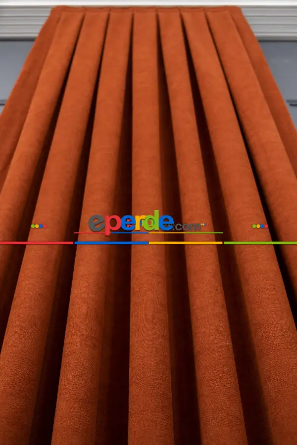 Düz Dökümlü Fon Perde - Kiremit Rengi (dikim Ücreti Fiyata Dahildir)