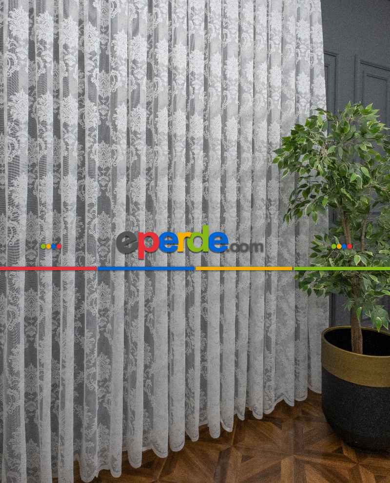 Damaks Desenli Fransız Danteli Örme Tül Damaks Desen