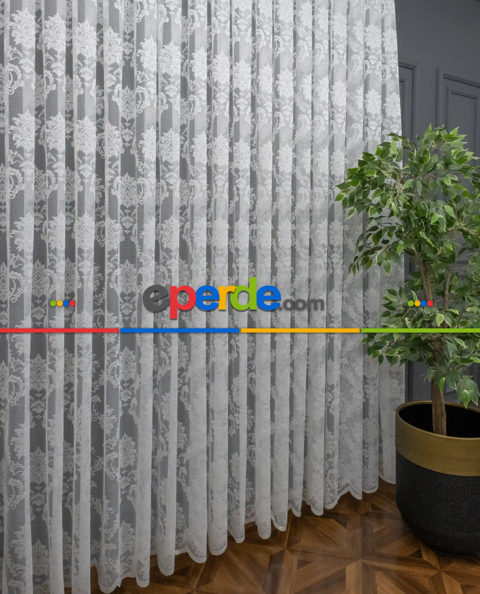 Damaks Desenli Fransız Danteli Örme Tül Damaks Desen