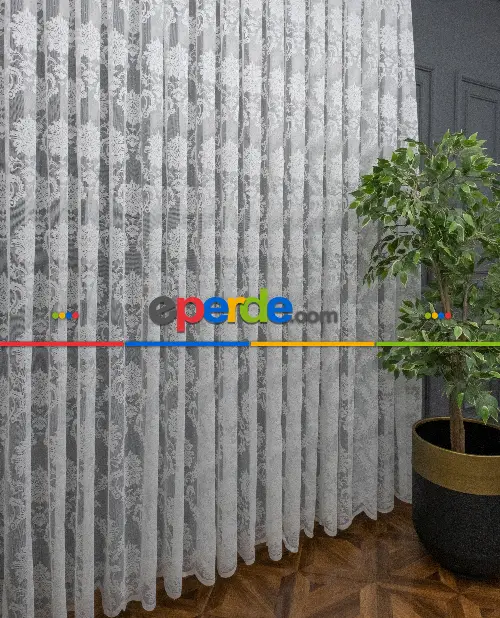 Damaks Desenli Fransız Danteli Örme Tül Damaks Desen