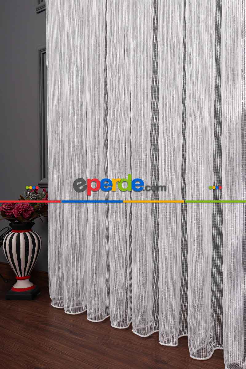 Yatak Odası - Çizgili Nokta Desen Armür Tül Perde Akdz 1077