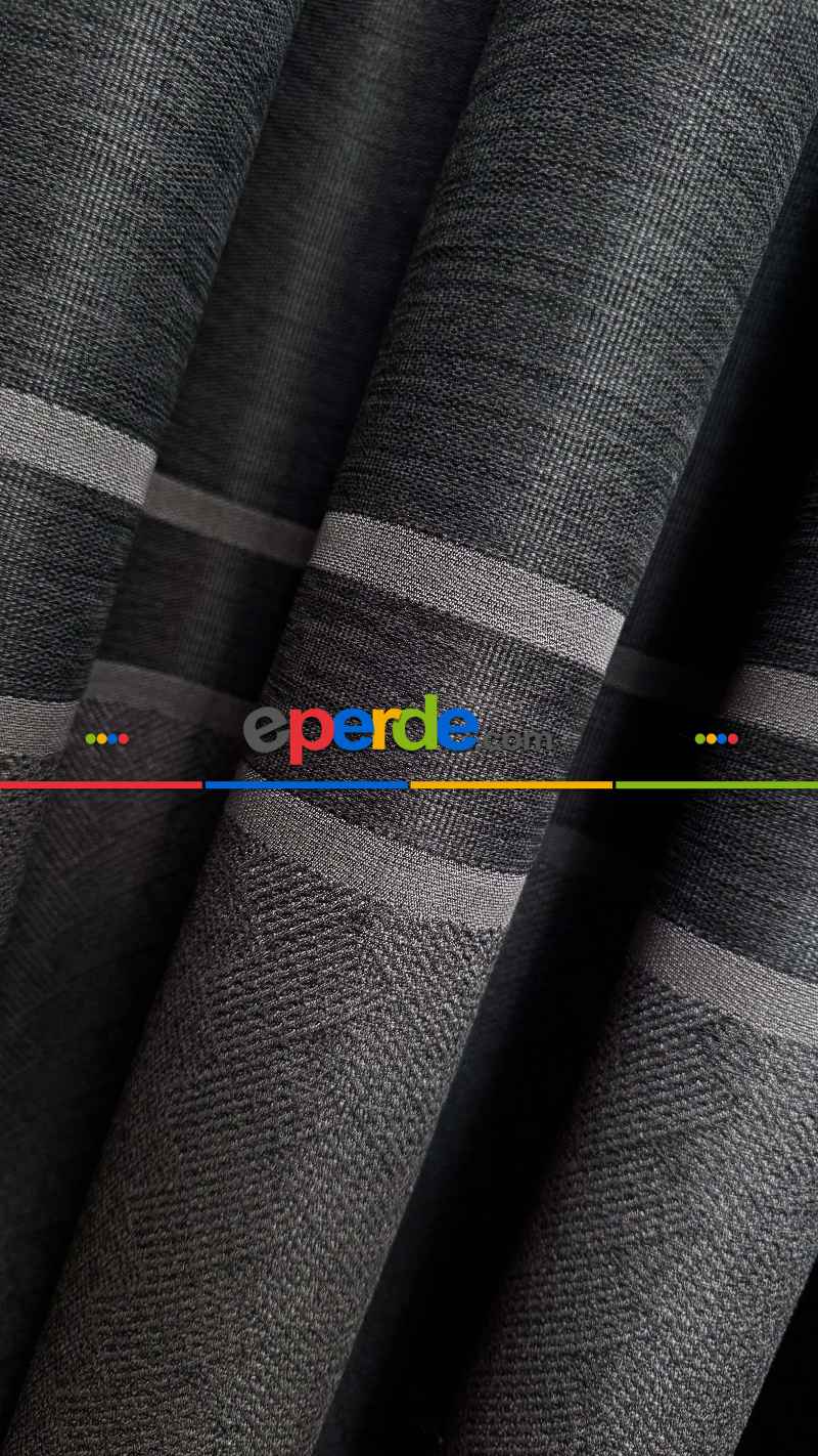 Antrasit Gri Pano Jakar Dokuma Fon Perde - Premium Seri Ağır Gramajlı