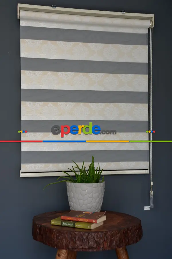 Halim Perdesan Ft-980 Beyaz Renk Etekli Veya Eteksiz Zebra Stor Perde