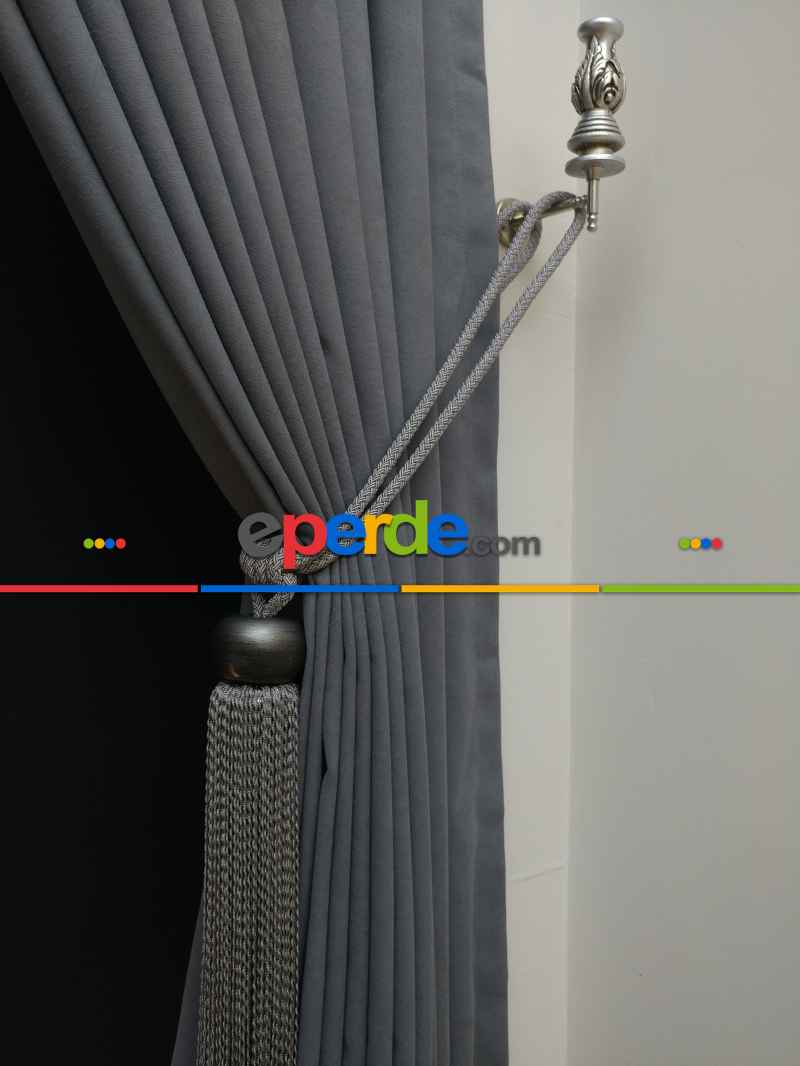 Gri Düz Renk Dökümlü Fon Perde (150)- Gri