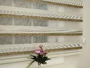 Krem - Kahve Zebra Perde Zarif Bambu- Krem-ekru-kahve