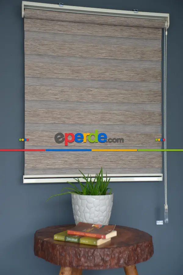 Halim Perdesan Bz-255 Açık Kahve Renk Etekli Veya Eteksiz Zebra Stor Perde