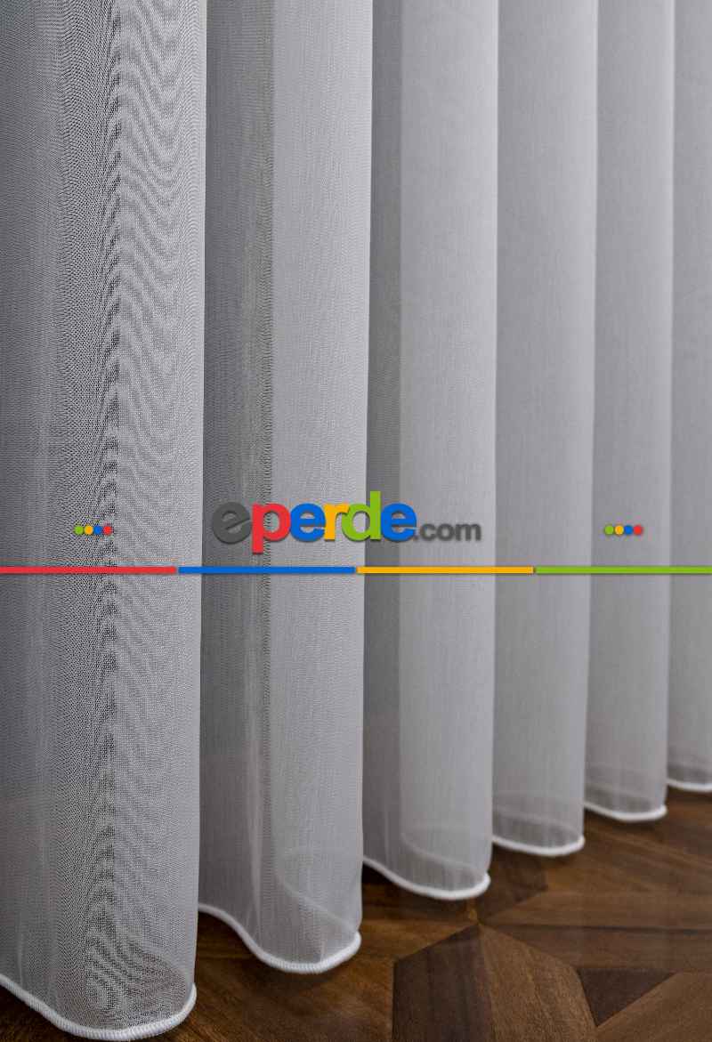 Çizgili Ekru Renkli 1.sınıf Kalite S Pile Bambu Tül Perde