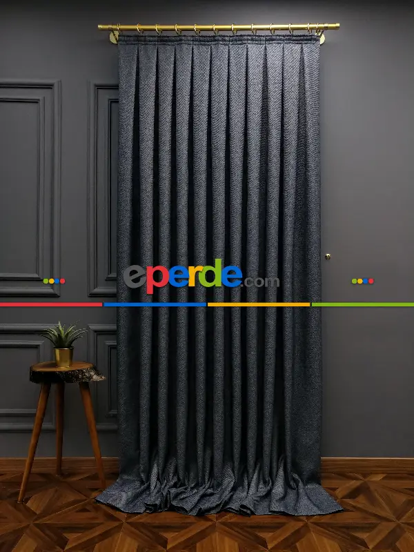 Gerçek Hasır Dokuma Salon Fon Perdesi 2021 Elite Series- Füme-mavi Grimsi