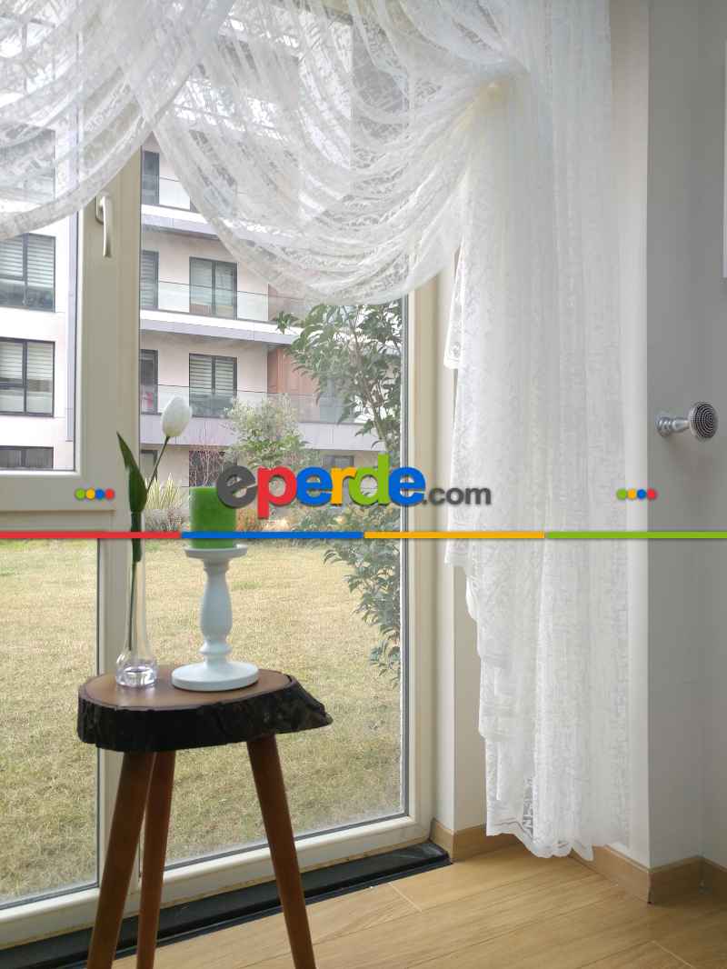 mutfak - Kruvaze Tül Perde - Örme Zemin- Ekru