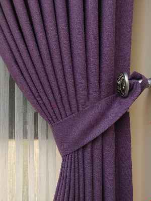Keten Mor Renk Düz Fon Perde- Lila Koyu Lila
